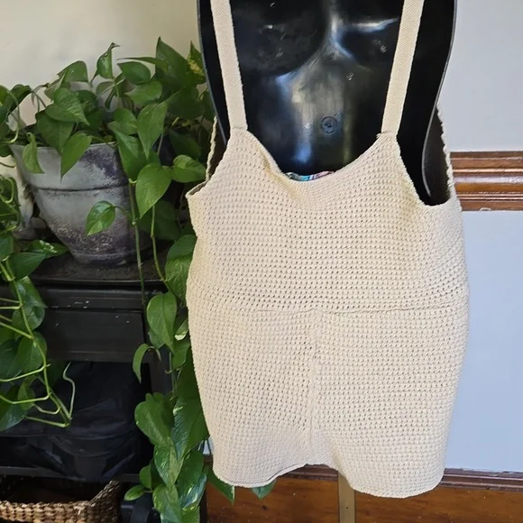 Free People Beach Ecru Cotton Crochet Romper Large - Picture 3 of 6